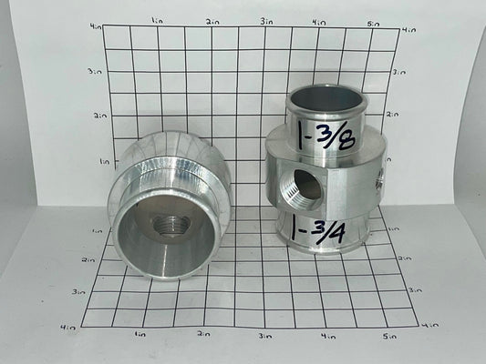 Transitional Hose Tee 1-3/8" X 1-3/4" With 1/2" NPT And 1/8" NPT Threaded Holes