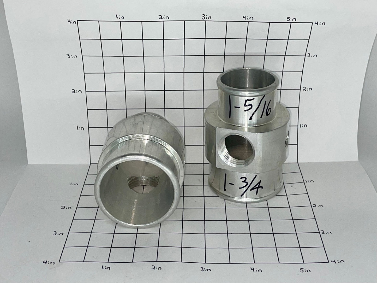 Transitional Hose Tee 1-5/16" X 1-3/4" With 1/2" NPT And 1/8" NPT Threaded Holes