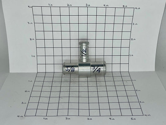 Transitional Hose Tee 5/8" X 3/4" With 1/2" Stem