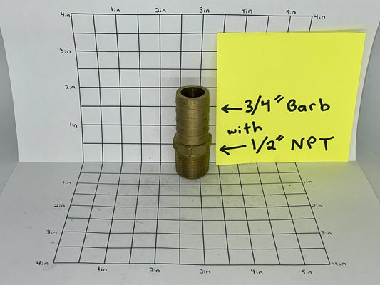 Brass 1/2" NPT With 3/4" Barb