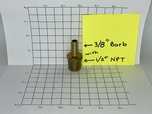 Brass 1/2" NPT With 3/8" Barb